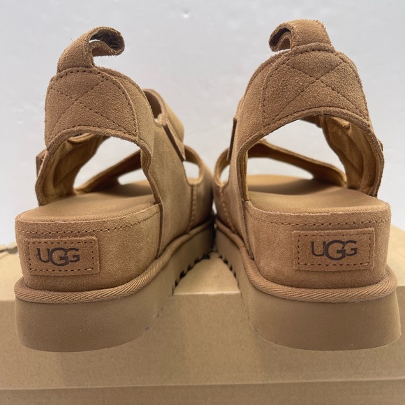UGG GOLDENSTAR WMNS 10 HI Platform Sandals Chestnut Suede - Picture 12 of 16